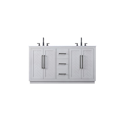 60 inch Double Bathroom Vanity in Grey