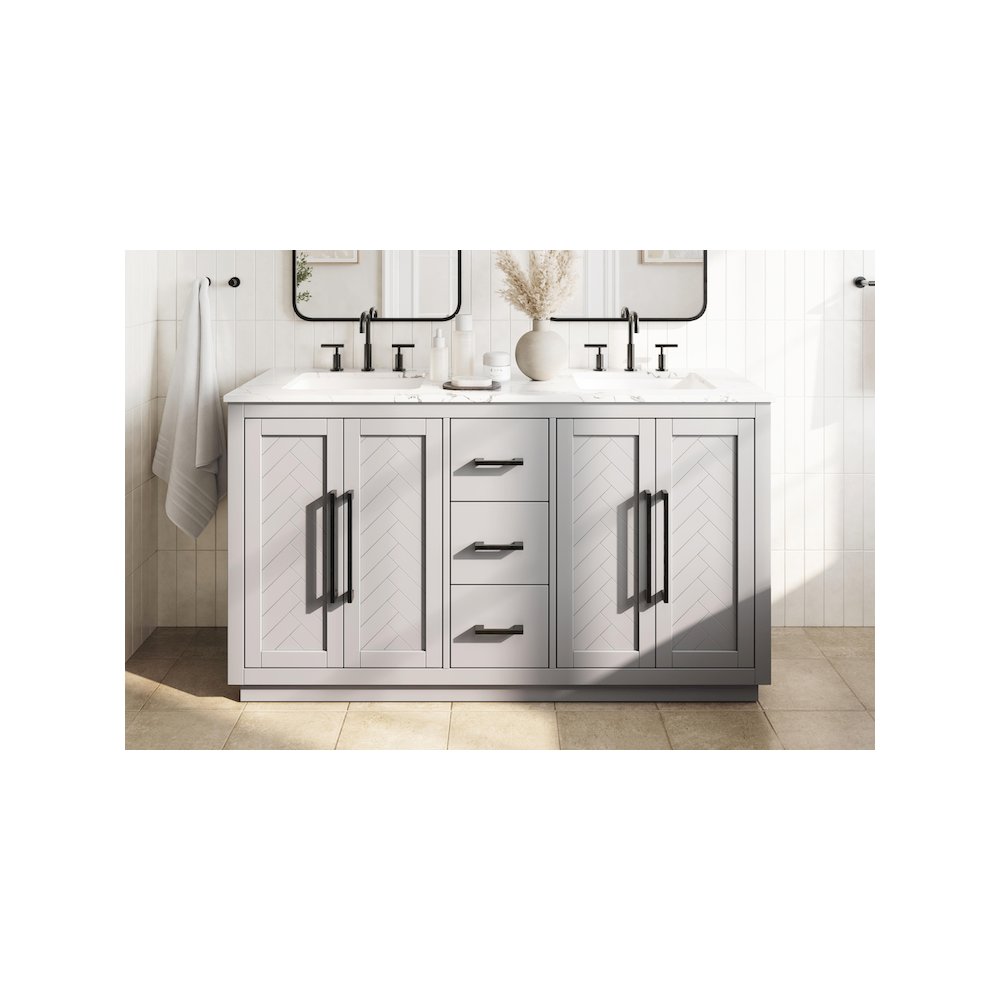 60 inch Double Bathroom Vanity in Grey