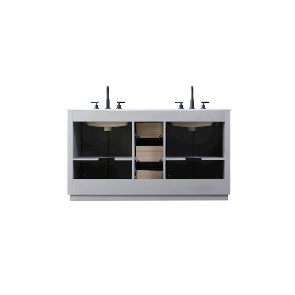60 inch Double Bathroom Vanity in Grey