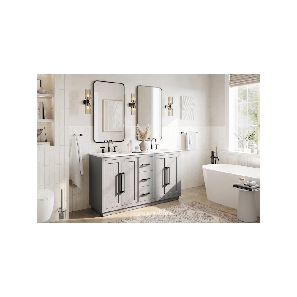 60 inch Double Bathroom Vanity in Grey