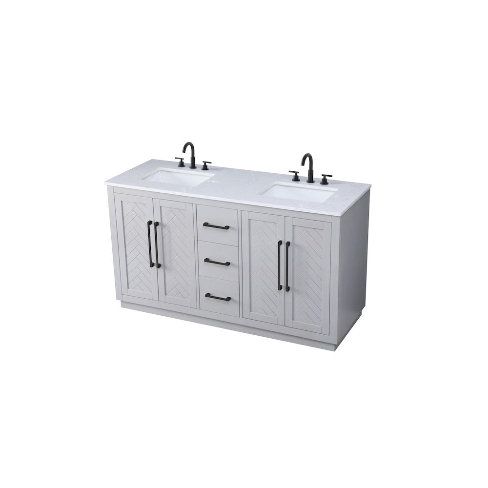 60 inch Double Bathroom Vanity in Grey