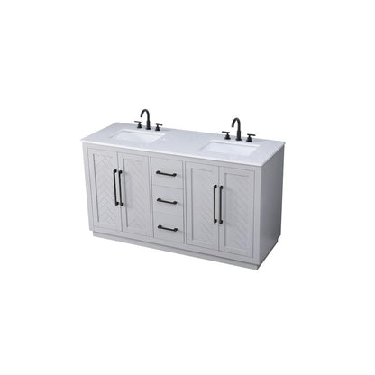 60 inch Double Bathroom Vanity in Grey