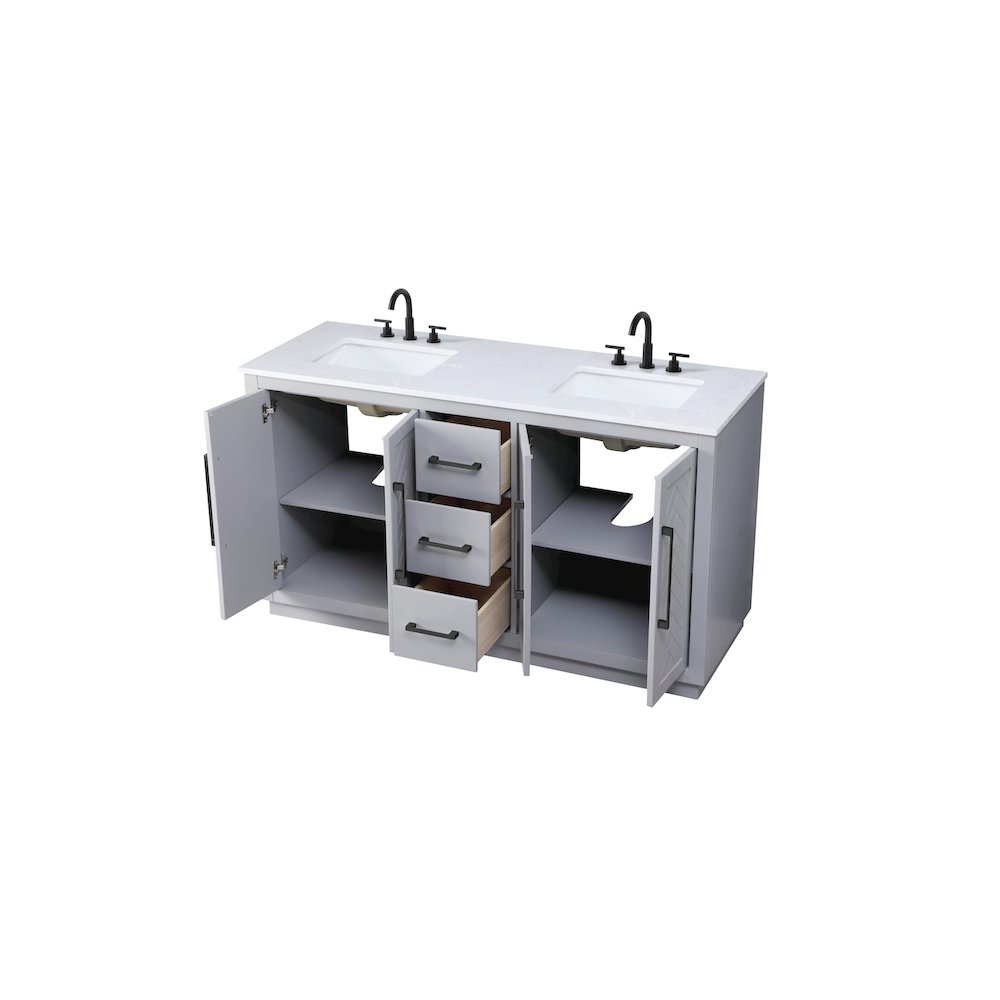 60 inch Double Bathroom Vanity in Grey