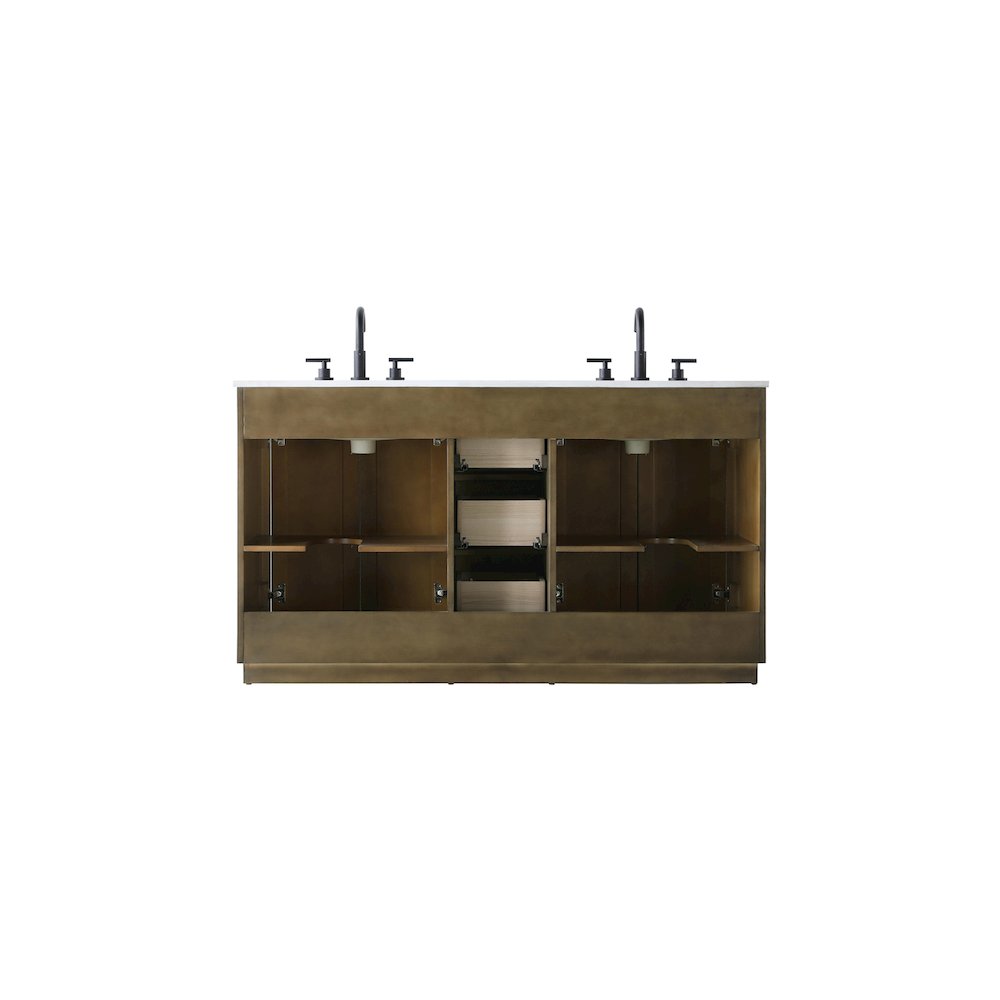 60 inch Double Bathroom Vanity in Hazel Oak
