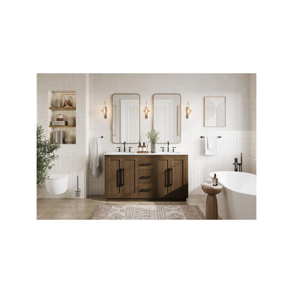 60 inch Double Bathroom Vanity in Hazel Oak