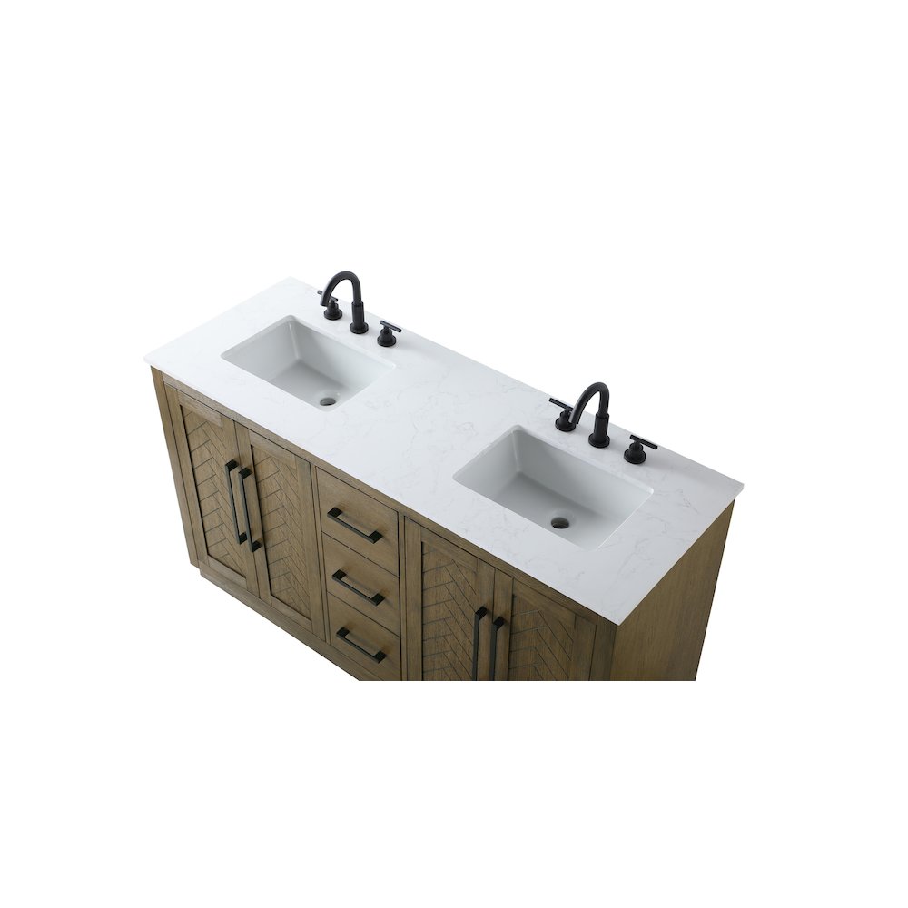 60 inch Double Bathroom Vanity in Hazel Oak