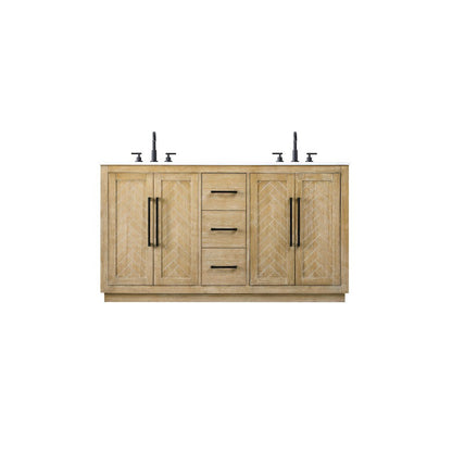 60 inch Double Bathroom Vanity in Linen Oak