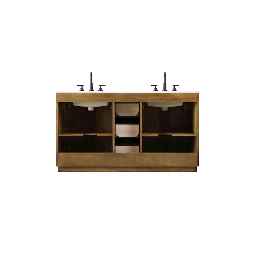 60 inch Double Bathroom Vanity in Linen Oak