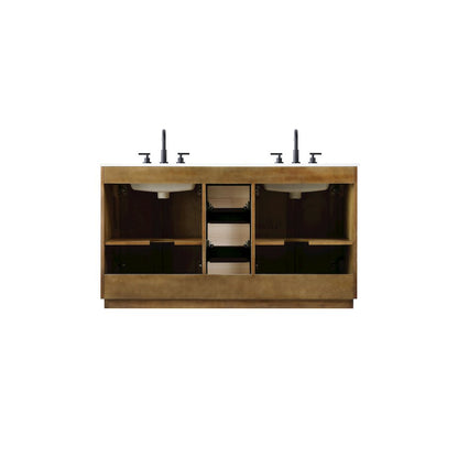60 inch Double Bathroom Vanity in Linen Oak