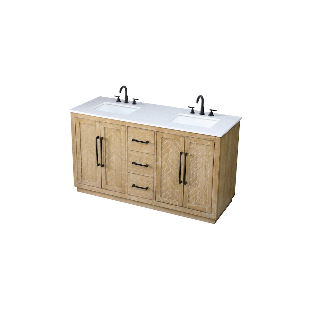 60 inch Double Bathroom Vanity in Linen Oak