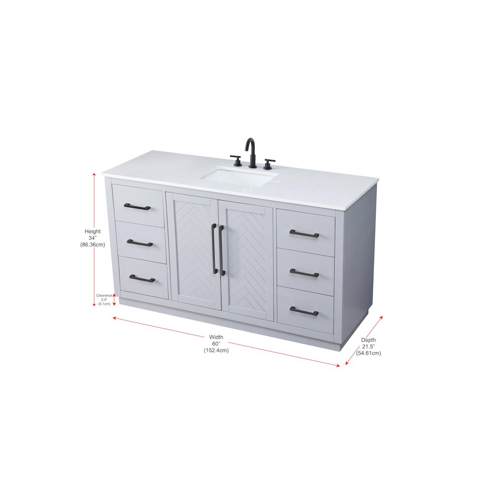 60 inch Single Bathroom Vanity in Grey