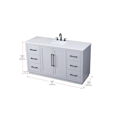 60 inch Single Bathroom Vanity in Grey