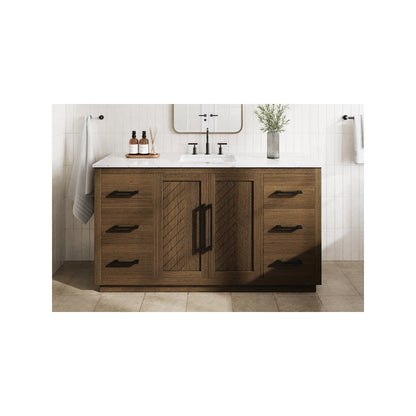 60 inch Single Bathroom Vanity in Hazel Oak