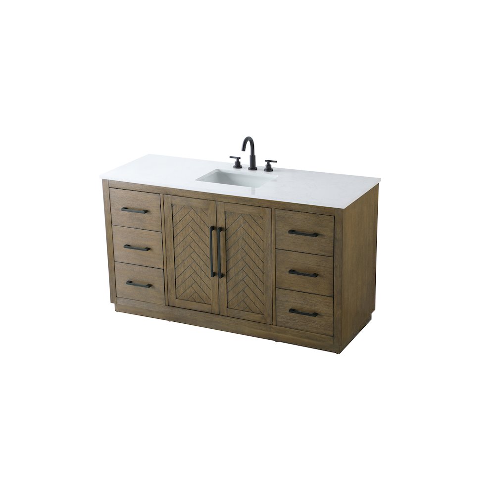 60 inch Single Bathroom Vanity in Hazel Oak