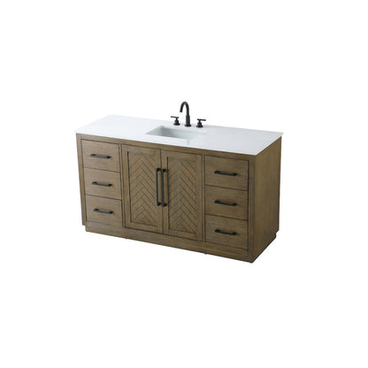 60 inch Single Bathroom Vanity in Hazel Oak
