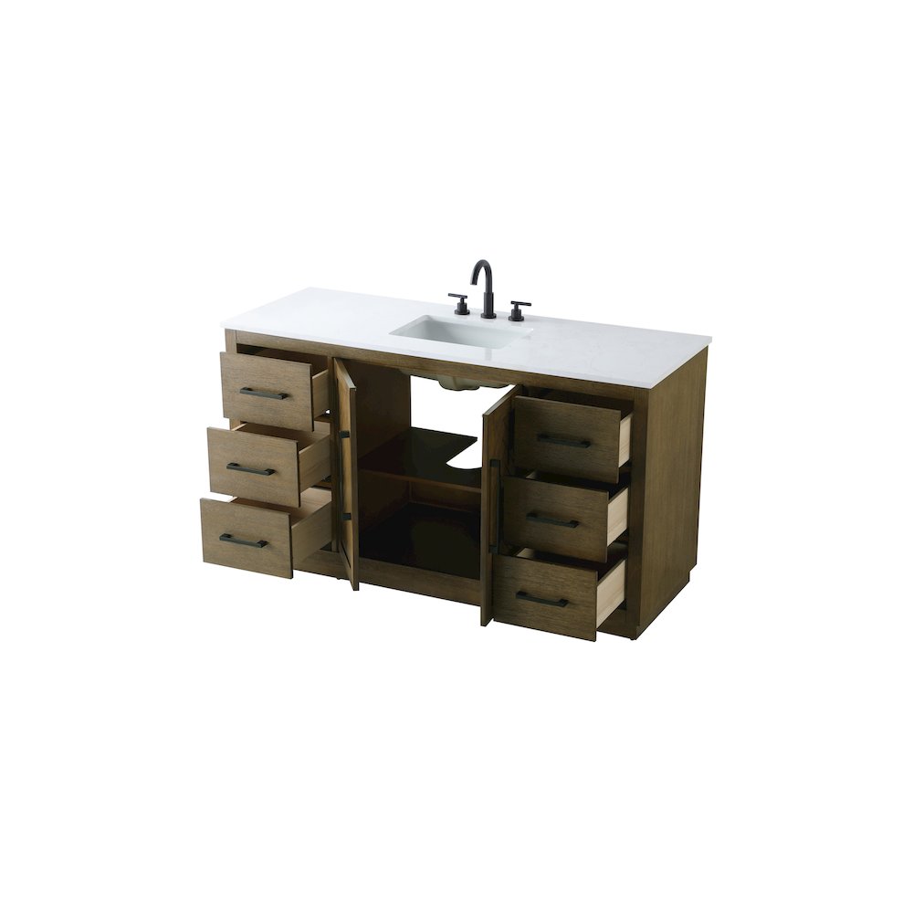 60 inch Single Bathroom Vanity in Hazel Oak