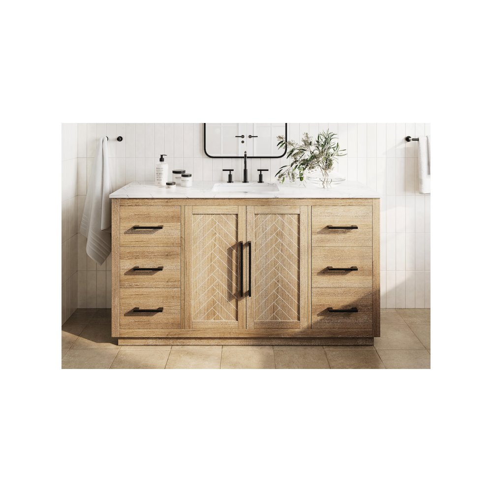 60 inch Single Bathroom Vanity in Linen Oak