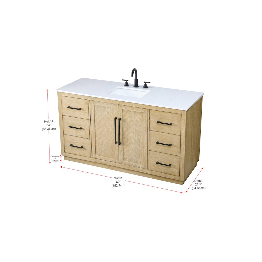 60 inch Single Bathroom Vanity in Linen Oak