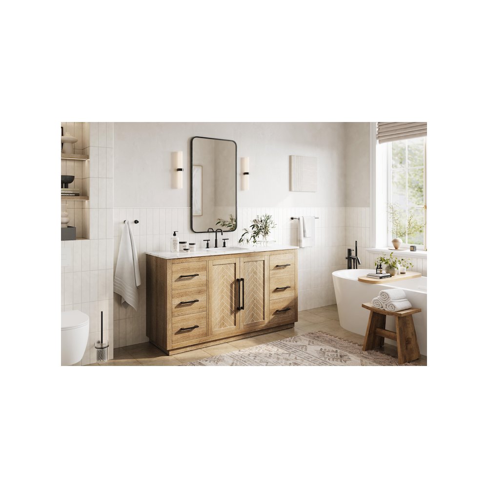 60 inch Single Bathroom Vanity in Linen Oak