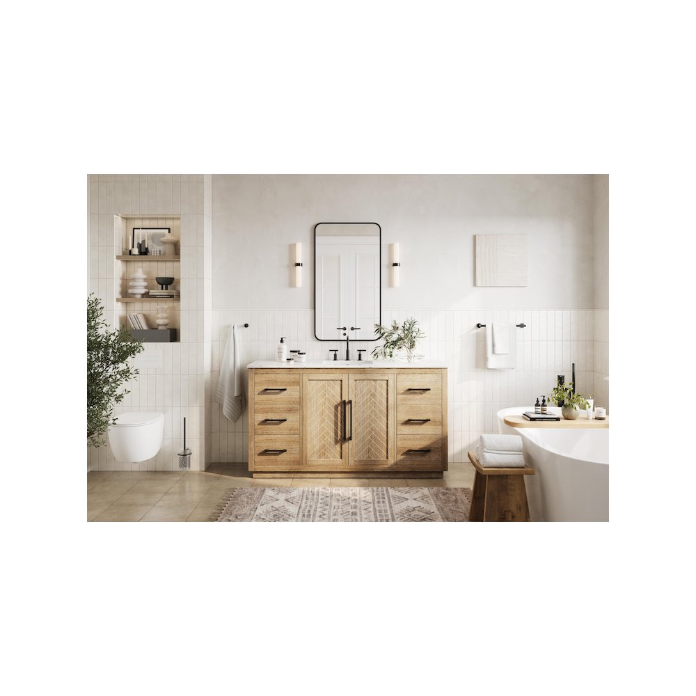 60 inch Single Bathroom Vanity in Linen Oak