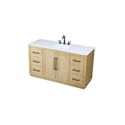 60 inch Single Bathroom Vanity in Linen Oak