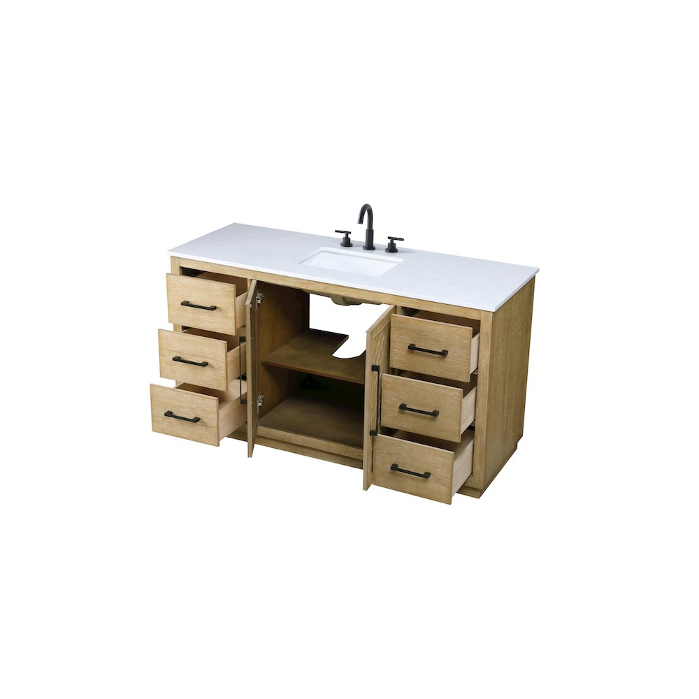 60 inch Single Bathroom Vanity in Linen Oak