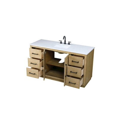 60 inch Single Bathroom Vanity in Linen Oak