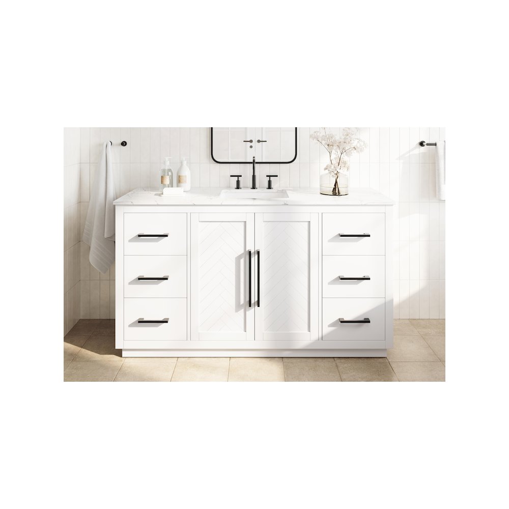 60 inch Single Bathroom Vanity in White