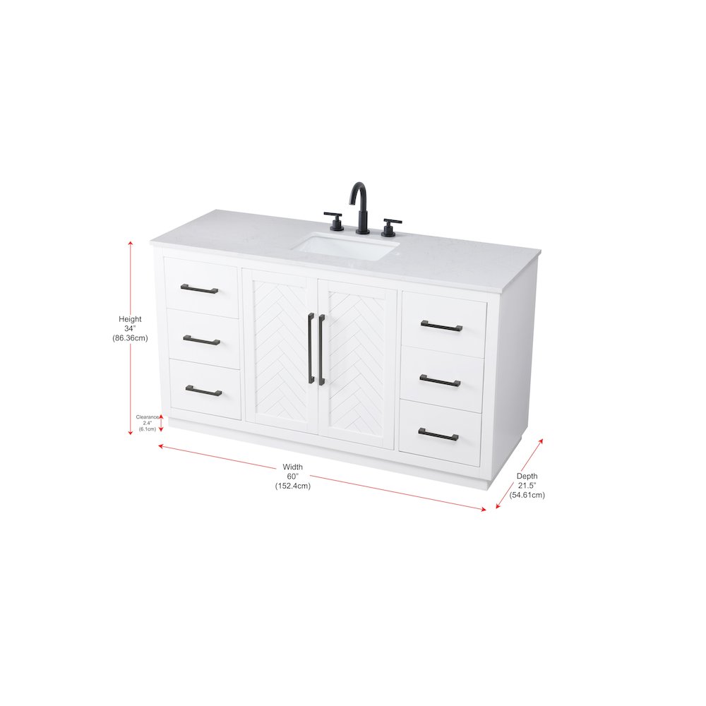 60 inch Single Bathroom Vanity in White