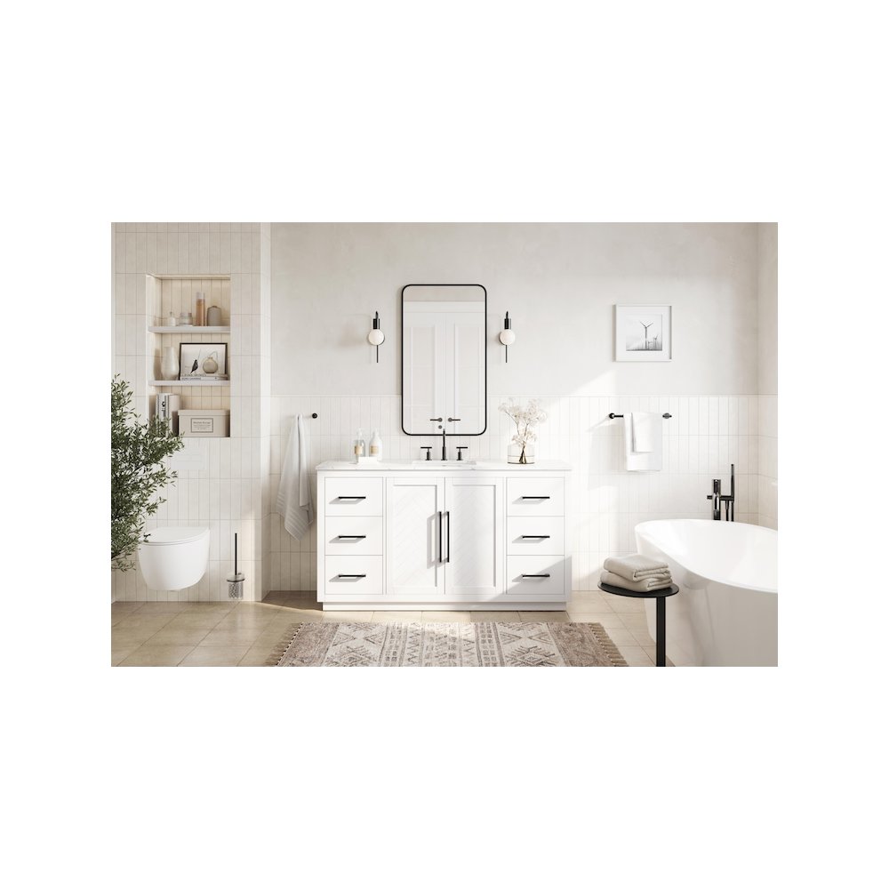 60 inch Single Bathroom Vanity in White