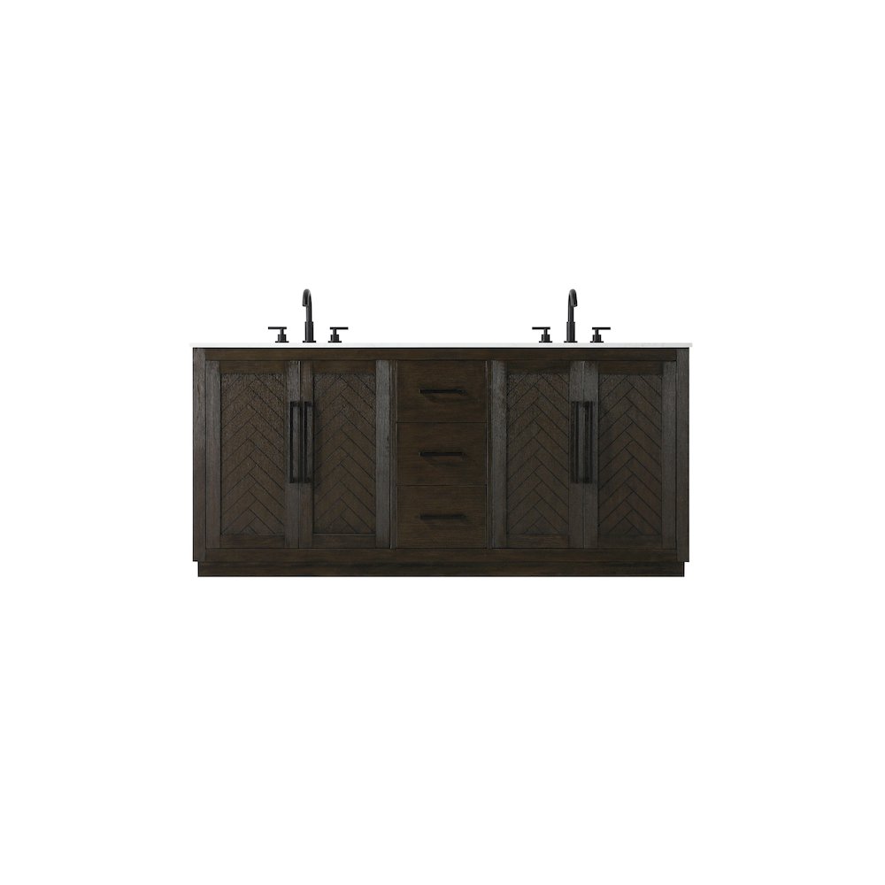 72 inch Double Bathroom Vanity in Chocolate Oak