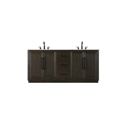72 inch Double Bathroom Vanity in Chocolate Oak