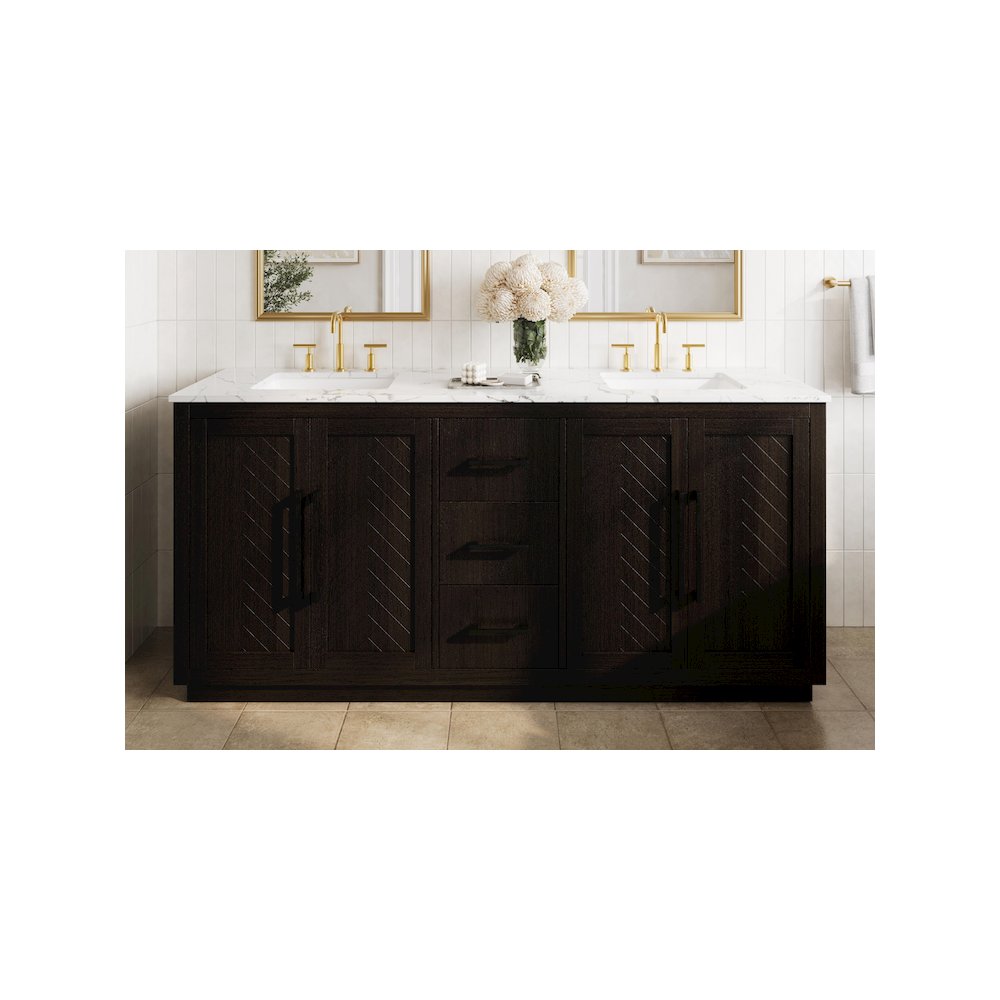 72 inch Double Bathroom Vanity in Chocolate Oak