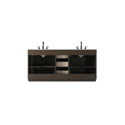 72 inch Double Bathroom Vanity in Chocolate Oak