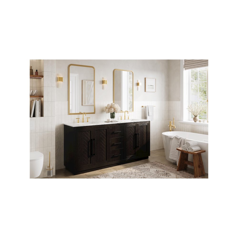 72 inch Double Bathroom Vanity in Chocolate Oak