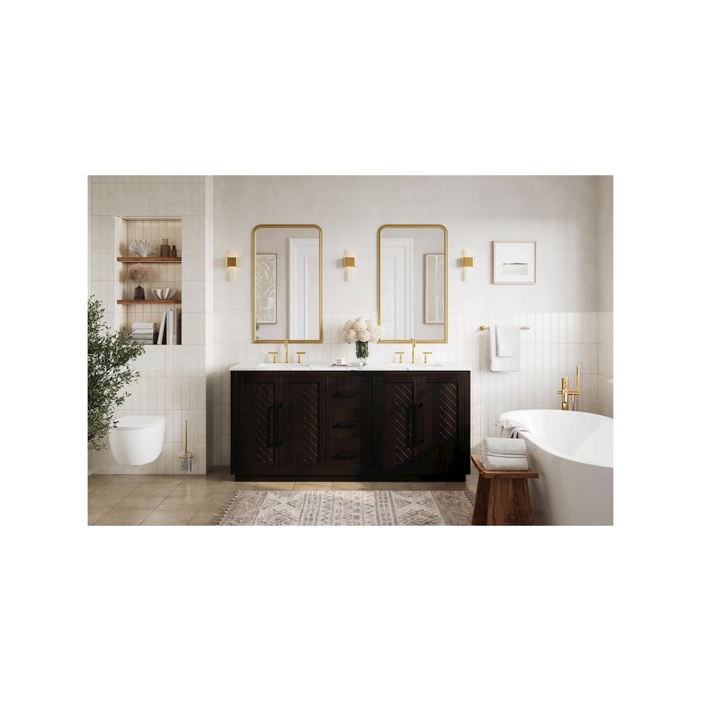 72 inch Double Bathroom Vanity in Chocolate Oak