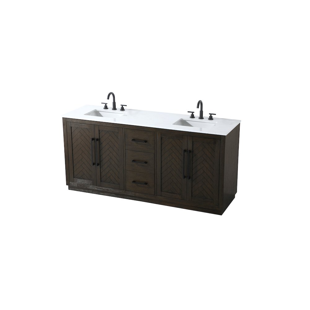 72 inch Double Bathroom Vanity in Chocolate Oak