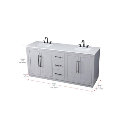 72 inch Double Bathroom Vanity in Grey