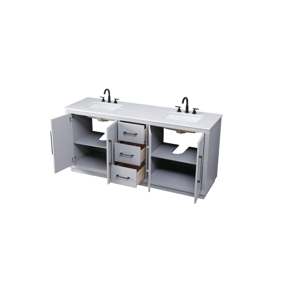 72 inch Double Bathroom Vanity in Grey