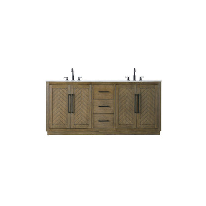 72 inch Double Bathroom Vanity in Hazel Oak