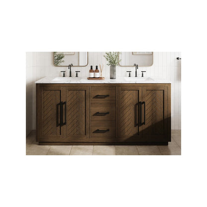 72 inch Double Bathroom Vanity in Hazel Oak