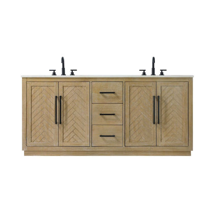 72 inch Double Bathroom Vanity in Linen Oak