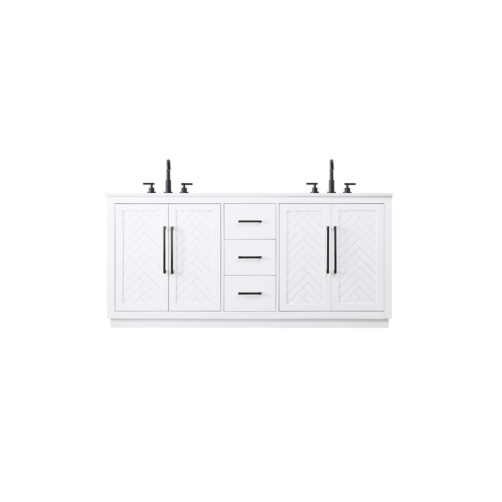 72 inch Double Bathroom Vanity in White