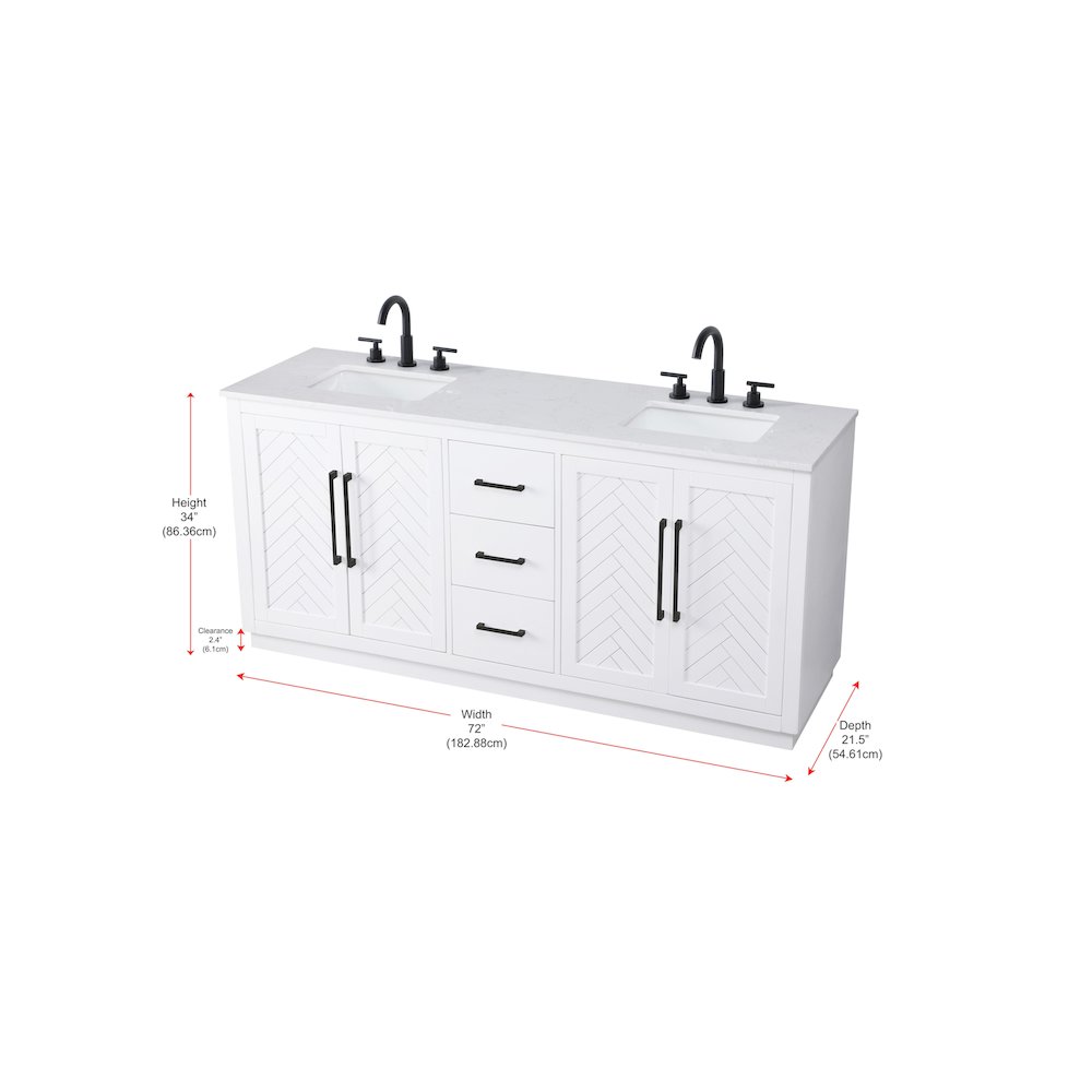 72 inch Double Bathroom Vanity in White