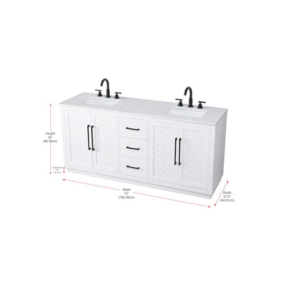 72 inch Double Bathroom Vanity in White