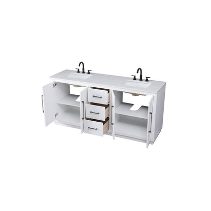 72 inch Double Bathroom Vanity in White