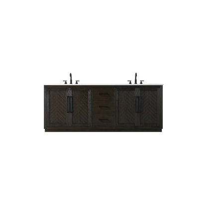84 inch Double Bathroom Vanity in Chocolate Oak