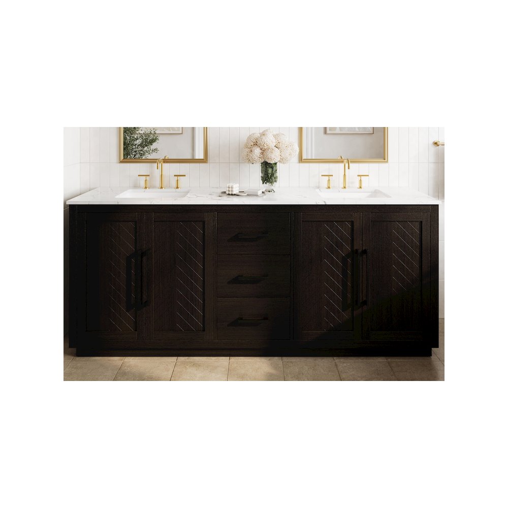 84 inch Double Bathroom Vanity in Chocolate Oak