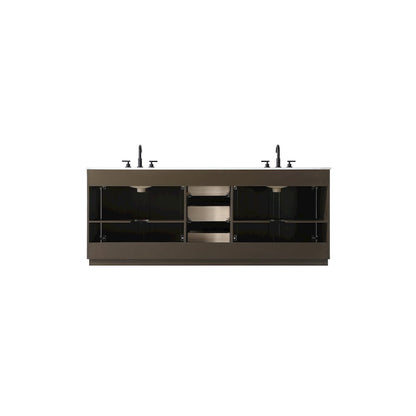 84 inch Double Bathroom Vanity in Chocolate Oak