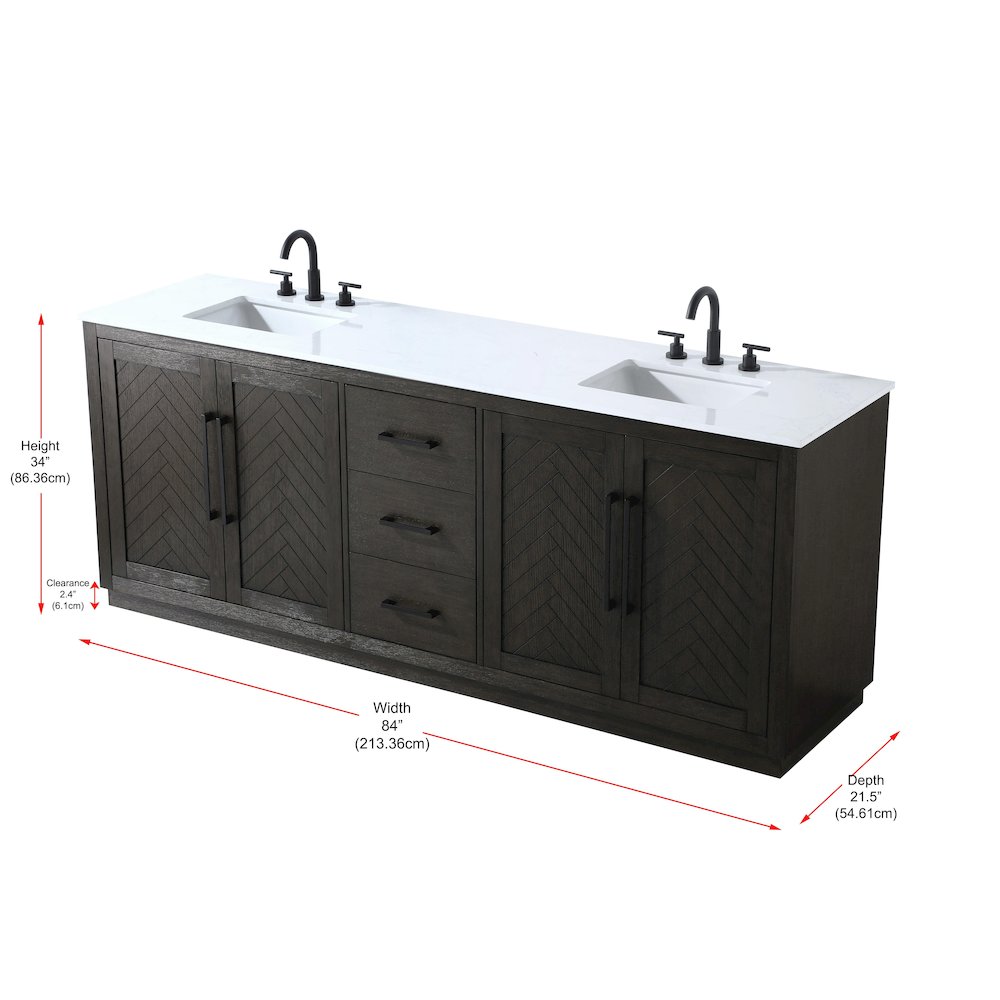 84 inch Double Bathroom Vanity in Chocolate Oak